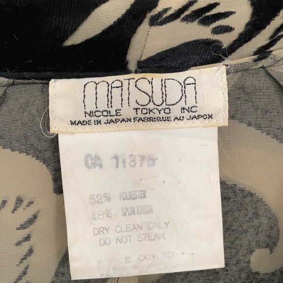 Vintage MATSUDA Japenese burnout velvet tie-front blouse, jacket - 1980s - Picture 2 of 7